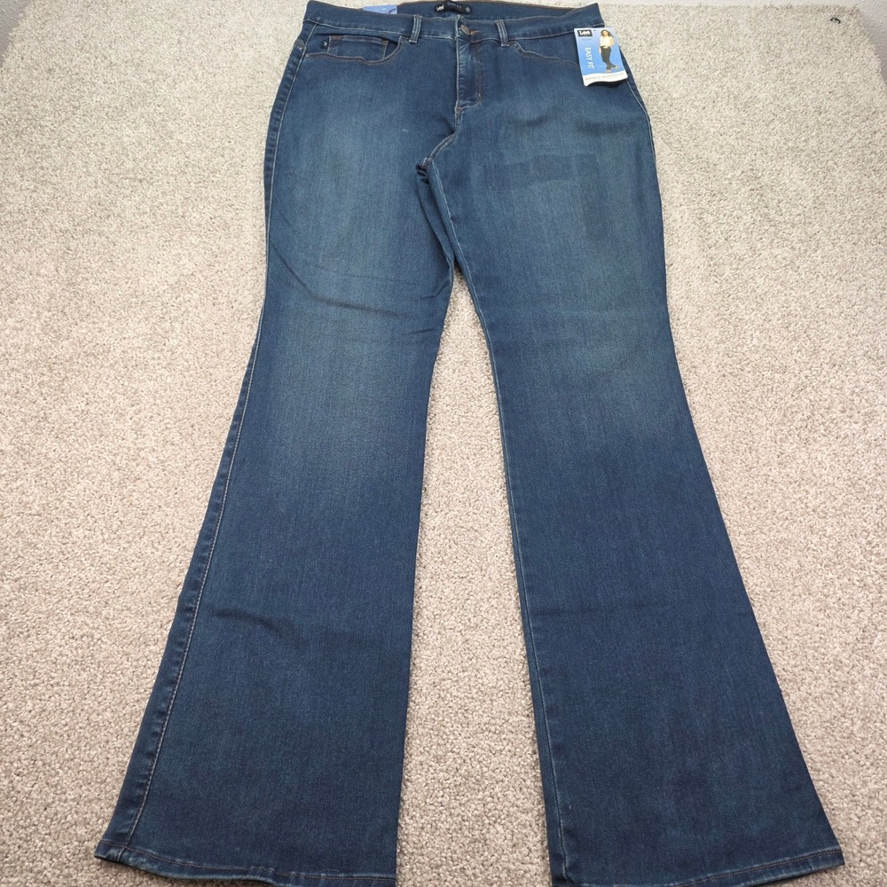 New Lee Easy Fit Barely Bootcut Jeans Women 16 Long Seawave Blue Stretch 3528127